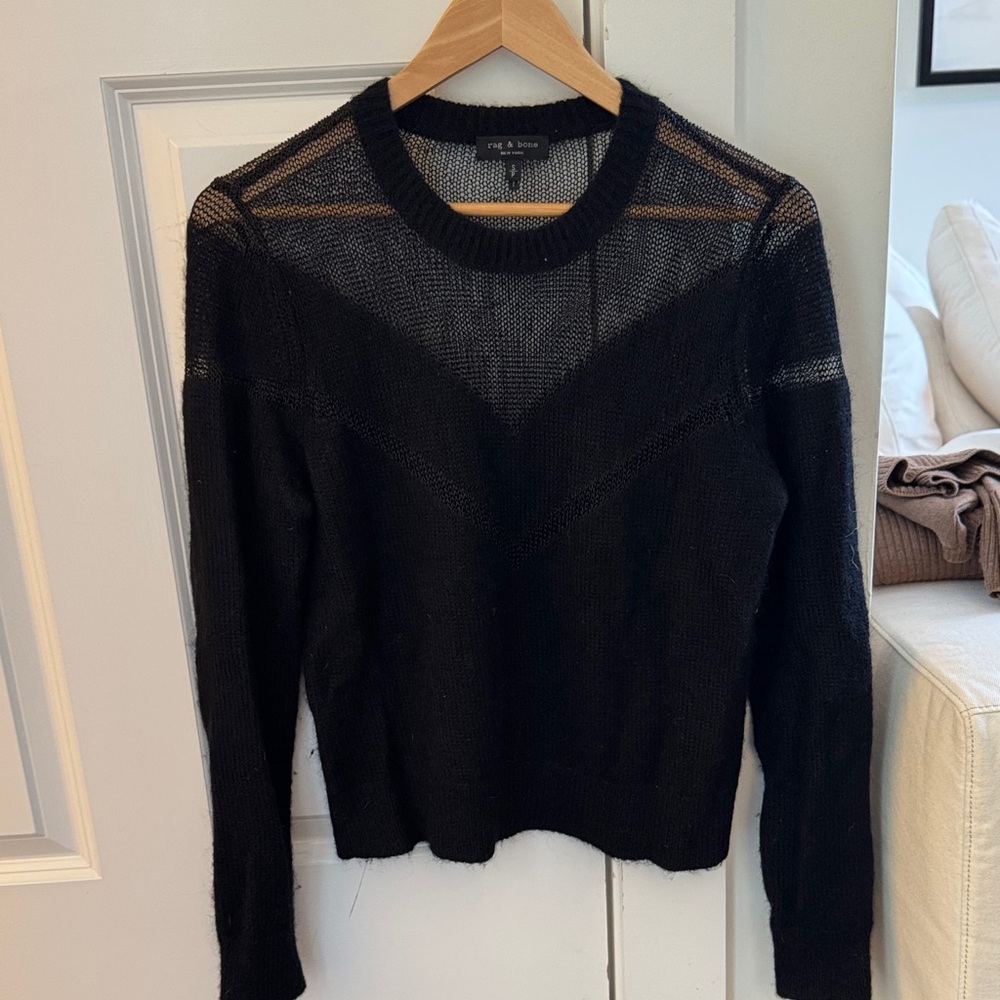rag & bone Black Sheer Sweater